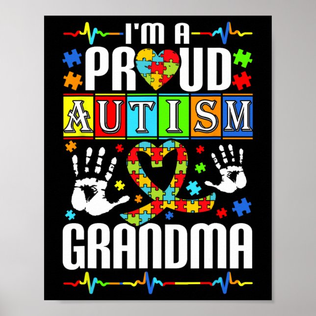 Poster Je suis une fière autisme grand-mère soutien Autis (Devant)