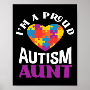 Poster Je suis une fière autisme Tante Puzzle Heart Autis