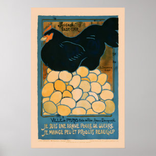 Poster Je suis une poule de guerre ! Style vintage frança