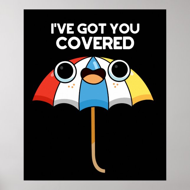 Poster Je t'ai couvert Funny Umbrella Pun Dark BG (Devant)