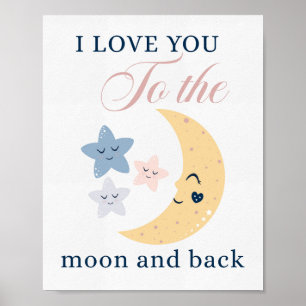 Poster Je t'aime à la lune et à la crèche arrière