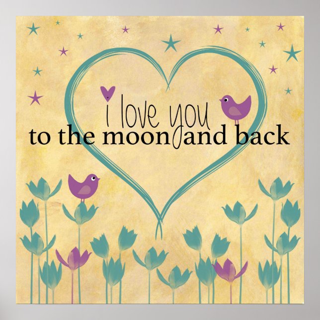 Poster Je t'aime à la lune et l'art des mots arrières (Devant)