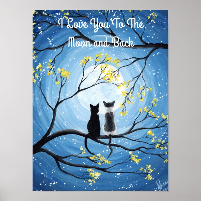 Poster Je t'aime à la lune et le chat arrière (Devant)