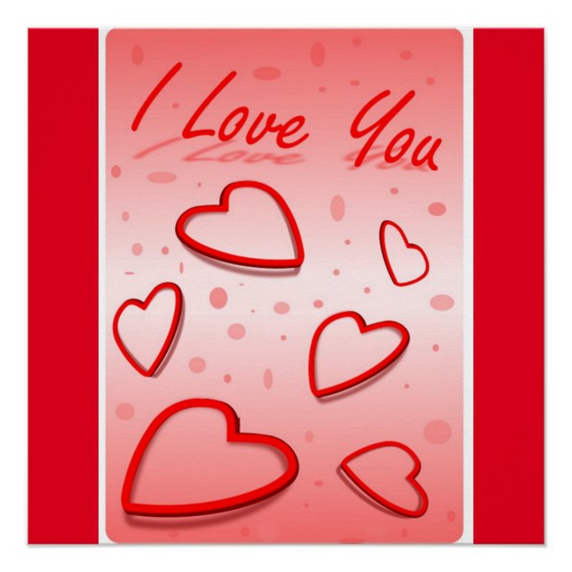 POSTER "JE T'AIME" COEURS (Devant)