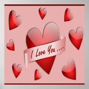 POSTER "JE T'AIME" COEURS DE VALENTINE