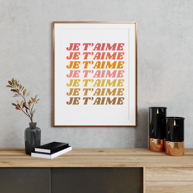 Poster Je T'aime français dire la typographie rétro (Créateur téléchargé)