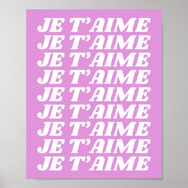 Poster Je t'aime | Français Je t'aime | Rose violet migno (Devant)