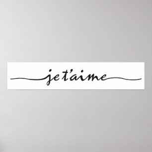 Poster je t'aime - Je t'aime en français - noir