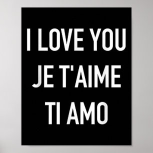 Poster Je T'Aime Je Taime Ti Amo Citation Multilangue