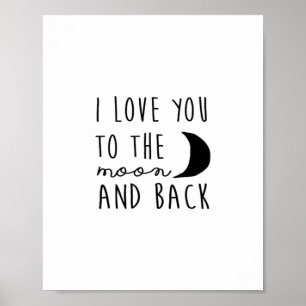 Poster Je t'aime jusqu'à la lune et retour Cœur minimalis