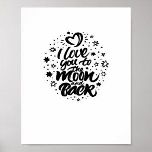 Poster Je t'aime jusqu'à la lune et retour Cœur sincère C