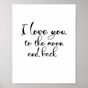Poster Je t'aime jusqu'à la lune et retour Romantique Cla
