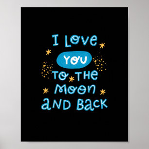 Poster Je t'aime jusqu'à la lune et retour Style authenti