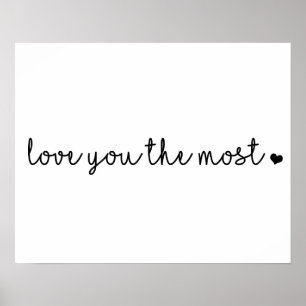 Poster je t'aime le plus avec cœur simple moderne