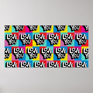 Poster Je t'aime. Lettres à la main motif pour Valentine'