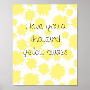 Poster Je t'aime mille marguerites jaunes