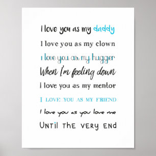 Poster Je t'aime papa, Fête des pères, Anniversaire