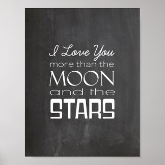 Poster Je t'aime plus que la lune et les étoiles