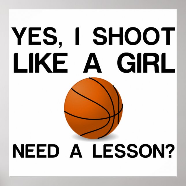 POSTER JE TIRE COMME UNE FILLE BASKETBALL (Devant)