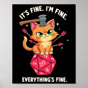 Poster Je vais bien Chat Rpg Joueur Jeux vidéo et amoureu