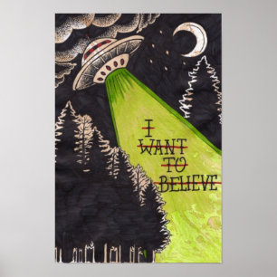 Poster Je Veux Croire, Film Rétro 90, Alien OVNI