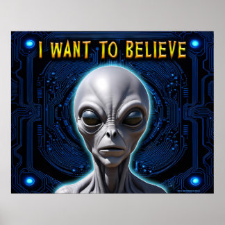 Poster JE VEUX CROIRE Zeta Reticula Grey Alien Tech