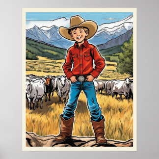 Poster Je Veux Être Un Jeune Cowboy Art Graphique