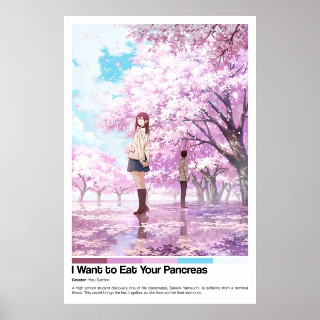 Poster Je veux manger vos Pancreas Anime Yoru Sumino Wall (Devant)