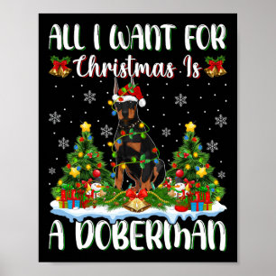 Poster Je Veux Pour Noël Est Un Chien Doberman Xmas Tree 