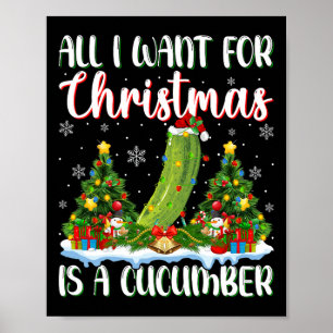 Poster Je Veux Pour Noël Est Un Concombre Xmas Arbre Lumi