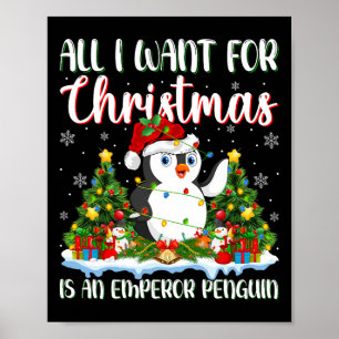 Poster Je Veux Pour Noël Est Un Empereur Penguin Xmas Tre