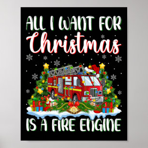 Poster Je Veux Pour Noël Est Un Moteur De Feu Xmas Tree L