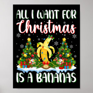 Poster Je Veux Pour Noël Est Une Banana Xmas Lumières Arb