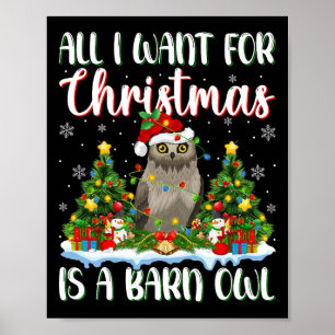 Poster Je Veux Pour Noël Est Une Petite Chouette Oiseau O