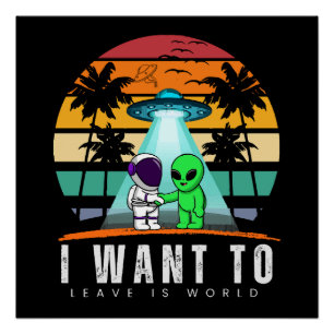 Poster Je veux quitter ce monde Alien Vintage Sunset