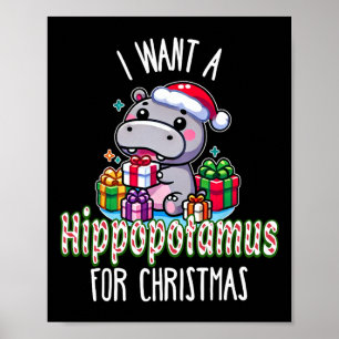 Poster Je Veux Un Hippopotame Pour La Coupe De Noël Hippo