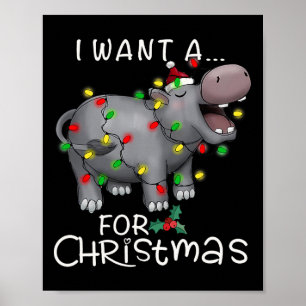Poster Je Veux Un Hippopotame Pour Noël Hippo Xmas 3