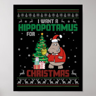 Poster Je Veux Un Hippopotame Pour Noël Mignons Coûts De