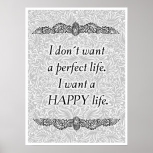 Poster Je veux une vie heureuse - Citation positive