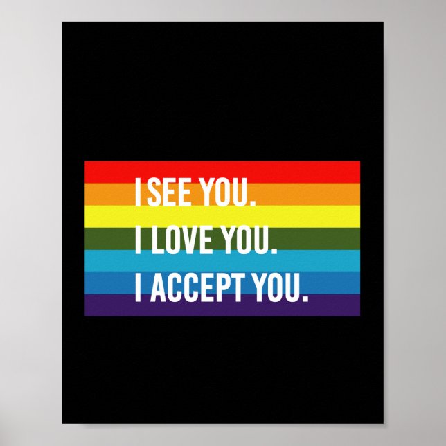 Poster Je Vois Je T'Aime Je T'Accepte Gay pride LGBT Shir (Devant)