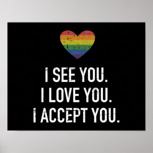 Poster Je vois l'amour vous accepter le coeur arc-en-ciel