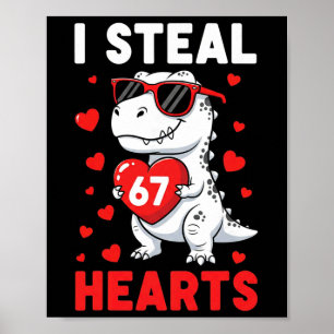 Poster Je vole 67 cœurs Drôle 67 Saint-Valentin Dinosaure