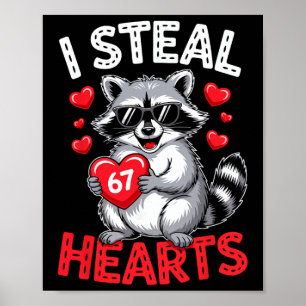 Poster Je vole 67 cœurs drôle 67 Saint-Valentin Raton lav