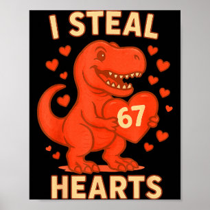 Poster Je vole 67 cœurs Saint-Valentin 67 Meme 6 7