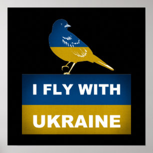 Poster Je vole avec l'Ukraine, oiseau Nightingale Nationa