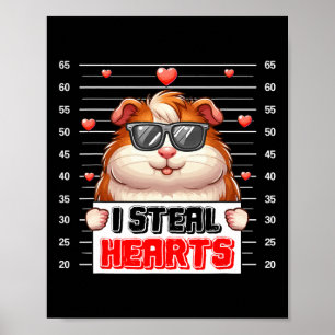 Poster Je vole des coeurs mignons Valentine Guinée Cochon