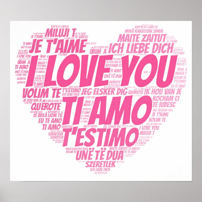 Poster Je vous aime les langues dans le monde (Devant)