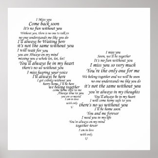 Poster Je Vous Manque - Coeur Séparé Cassé