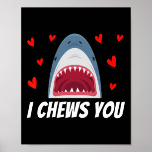 Poster Je Vous Montre Drôle Valentines Jour Requin Couple