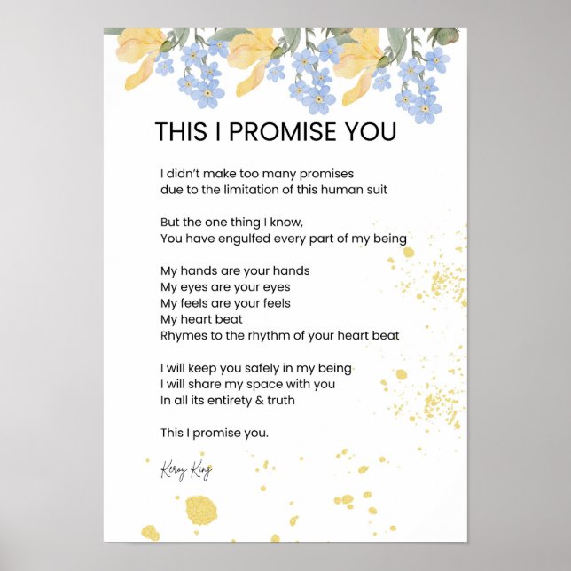 Poster Je vous promets - Love Poem Poem Poetry (Devant)
